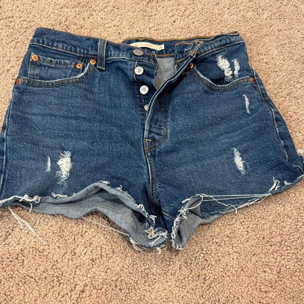 Levi's Blue Distressed Jean Shorts